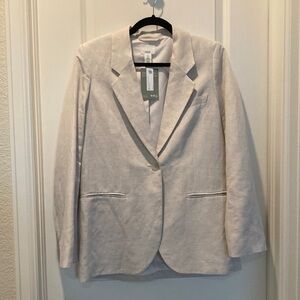 NWT Light Beige Size Small Linen Blend Oversize Boyfriend Blazer